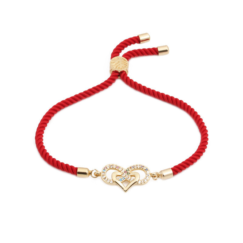 zircon adjustable red string bracelet | colorful heart infinity charm - star8s