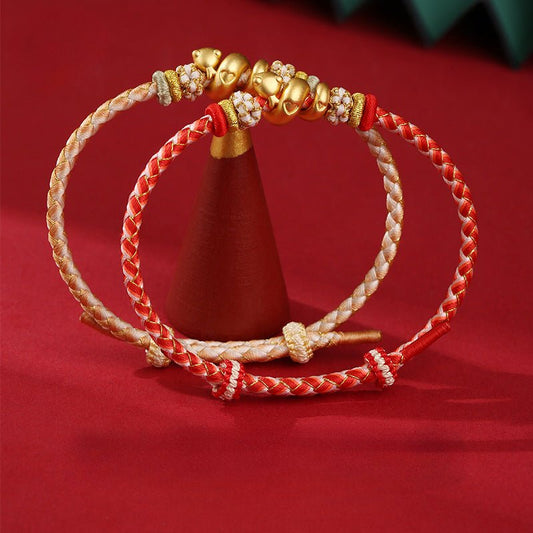 2025 New Year 999 Sterling Silver Snake Bracelet – Zodiac Protection & Fortune Adjustable Red String Bracelet - STAR8S