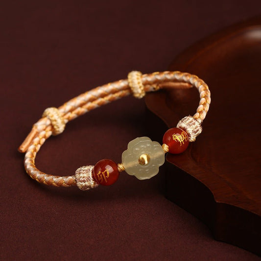 2025 New Year Taishui Red String Bracelet – Hetian Jade Zodiac Protection Bracelet for Snake, Pig, Tiger, and Monkey Signs - STAR8S