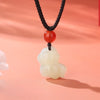 Chinese Zodiac Horse Jade Necklace – Natural Hetian Jade Horse Pendant with Red Agate for Women and Kids