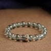 Green Ghost Crystal Bracelet – Natural Ghost Quartz Crystal Bracelet with S925 Silver Bead for Men & Women Gifts
