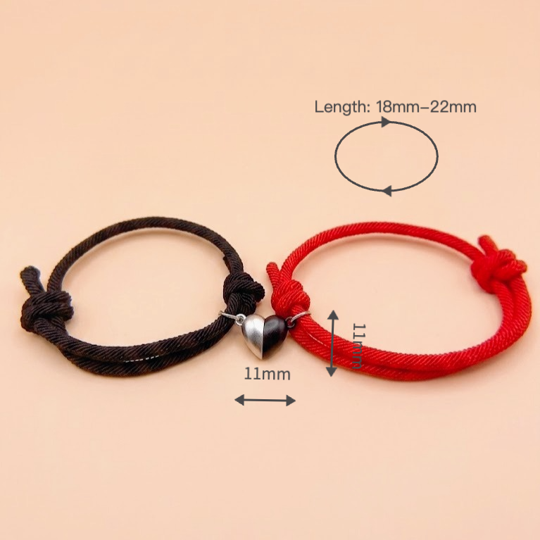 magnetic couples bracelets matching heart mutual attraction rope braided bracelet set for boyfriend girlfriend long distance relationship friendship jewelry gift for best friend