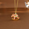 Chinese Zodiac Enamel Rocking Horse Necklace – Pink Macaron Style with High-Temperature Enamel and Gold Accents