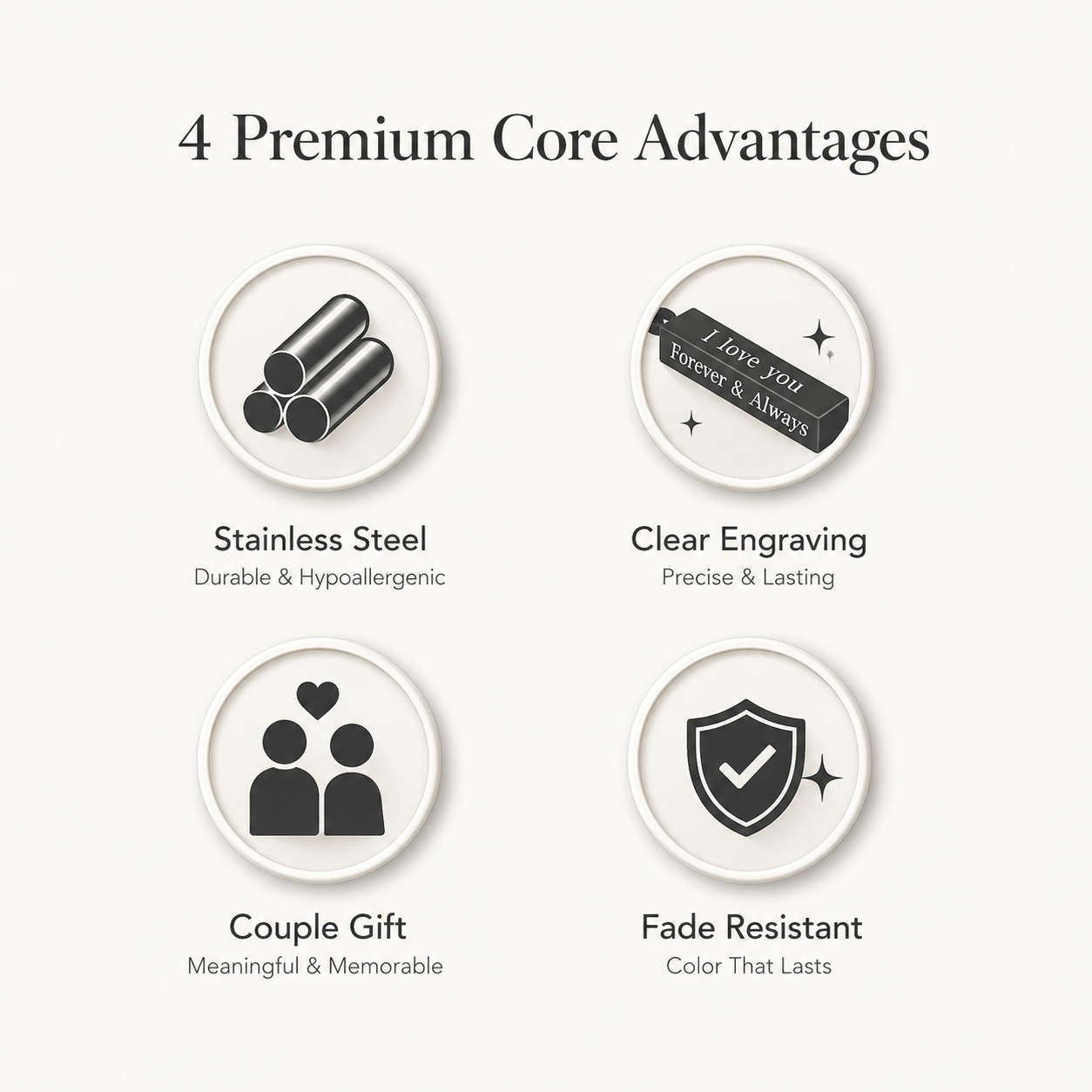 romantic engraved vertical bar pendant necklace for men women black stainless steel i love you forever & always cuboid stick charm minimalist layering cable chain trendy couples relationship promise anniversary gift 20.4" 10g