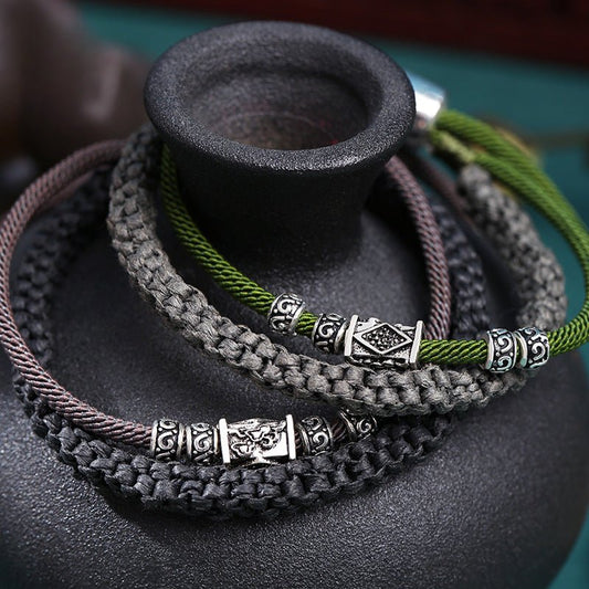 925 Silver Handmade Braided Vintage Style Bracelet - Adjustable, Durable & Stylish - STAR8S