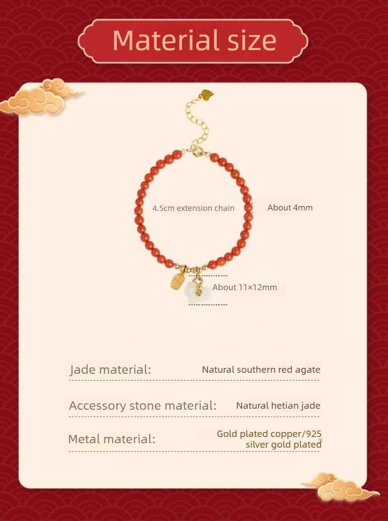 red agate chinese zodiac horse beaded bracelet wealth for women - star8s