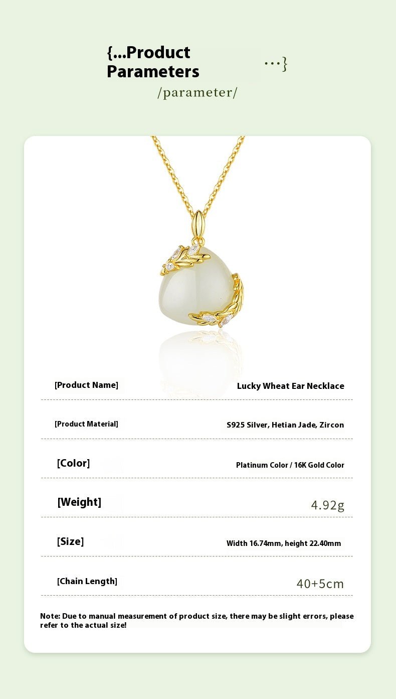 attractive & elegant wheat jade necklace: lucky hetian jade elegant collarbone | star8s