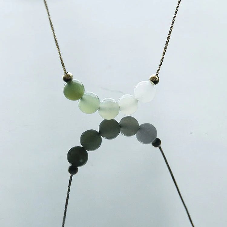 chinese jade necklace with heitian gradient beads - sterling silver gilt | star8s - star8s