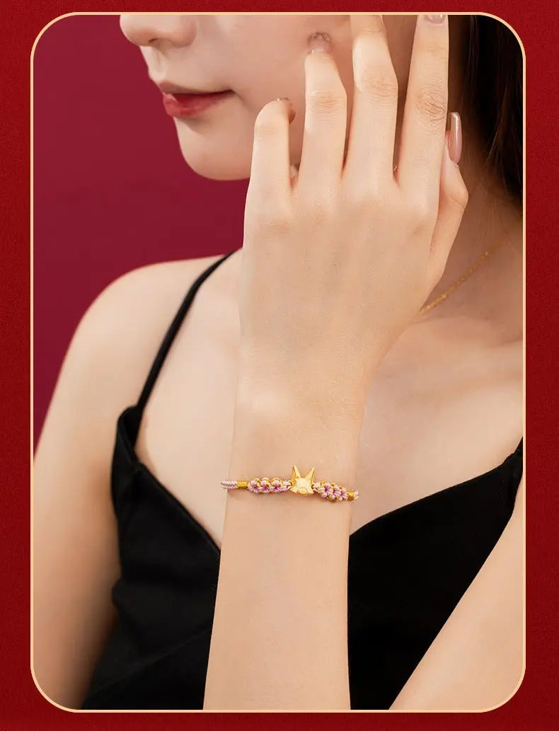 cultural little fox bracelet: 925 silver hand - woven red string | star8s