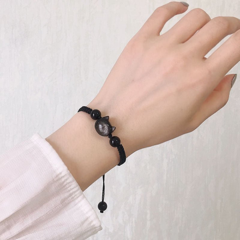 cute cat head bracelet: strawberry crystal couple gift | star8s