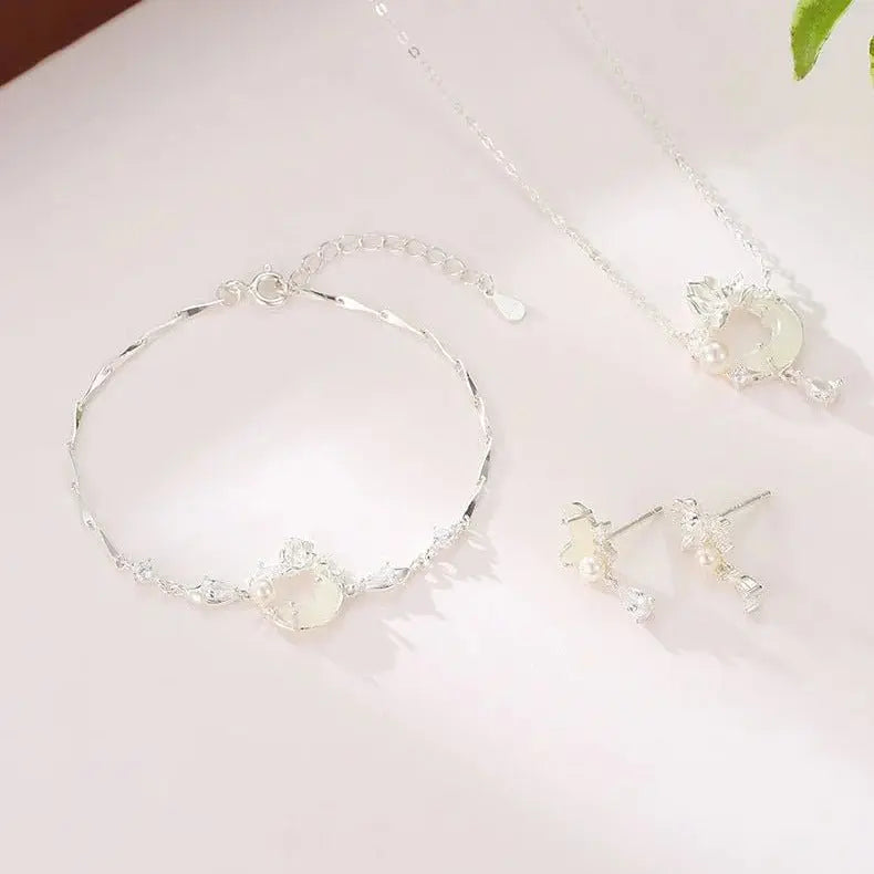 delicate jade bracelet featuring hetian jade, 925 silver, lotus, and moon motifs - star8s