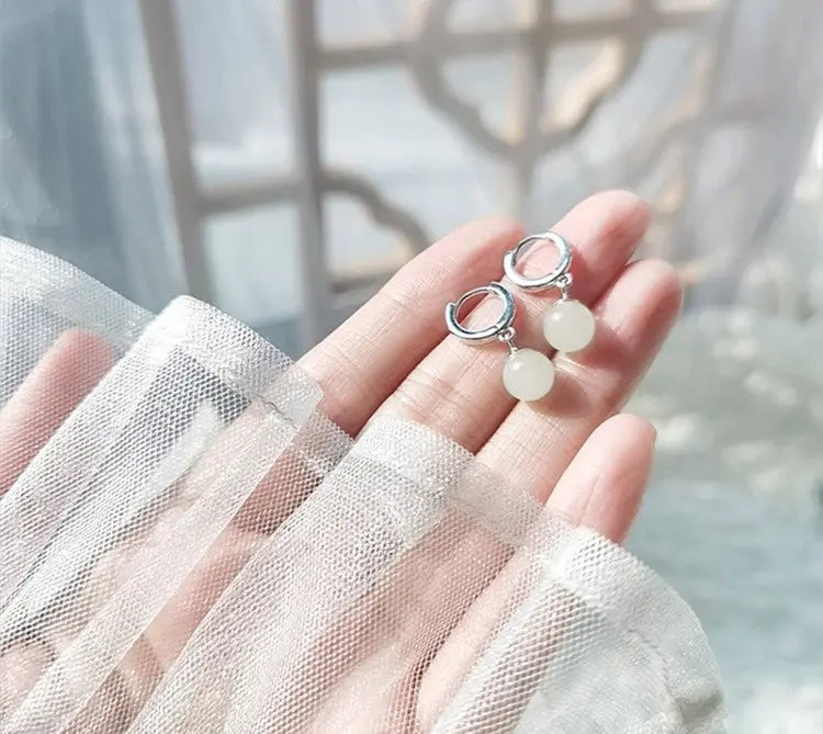 ethical hetian jade round earrings - traditional chinese craftsmanship - star8s