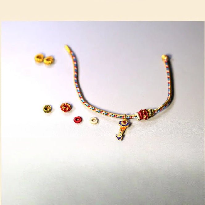 handcrafted dunhuang - style colorful red string bracelet with five - colored pendant for women's zodiac year | star8s - star8s