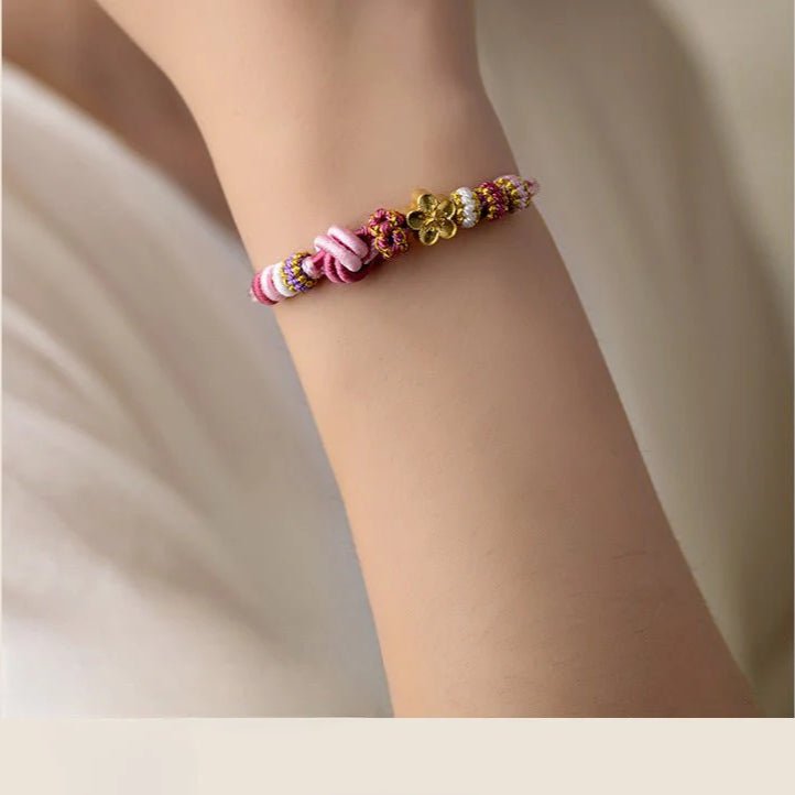 handmade peach blossom red string bracelet for couples symbolic of love and blessings | star8s - star8s