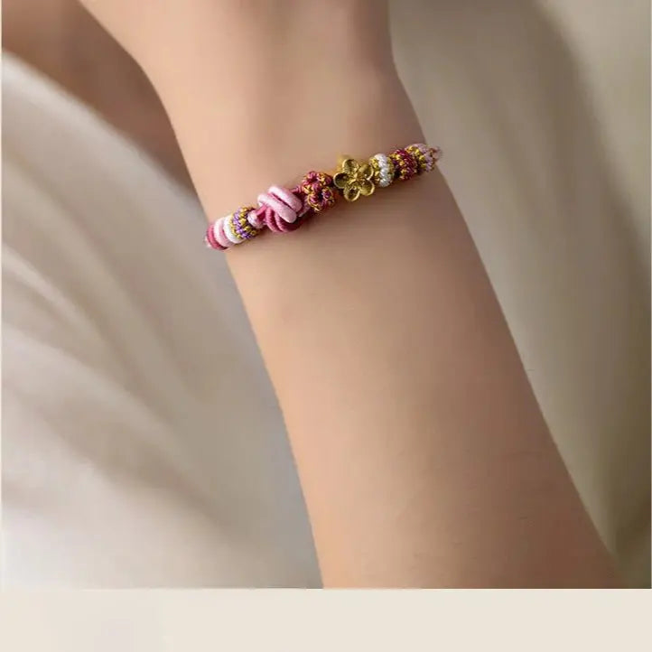 handmade peach blossom red string bracelet for couples symbolic of love and blessings | star8s - star8s