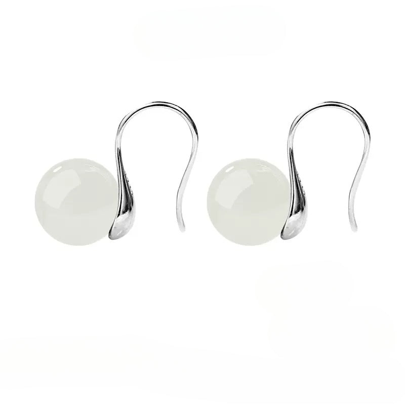 hetian jade earrings - ice green silver graceful for women - star8s
