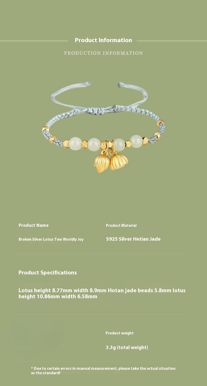 jade bracelets for sale - hetian jade, 925 silver, lotus, broken silver, two lifetimes of joy | star8s