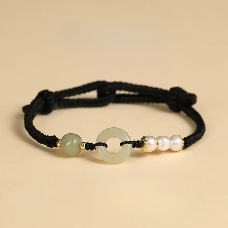jade safety knot red string bracelet - hetian pearl friend gift | star8s