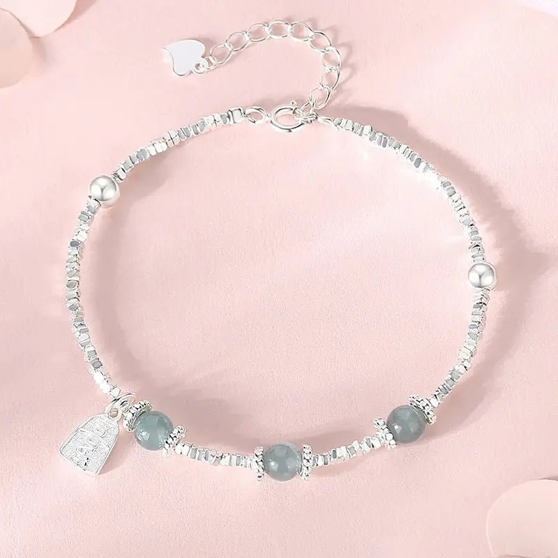 jade and silver bracelet with hetian jade, 925 silver, fu, broken silver, and ball | star8s