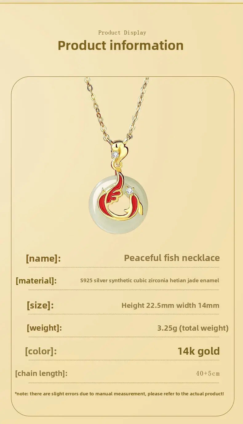koi fish jade necklaces - 925 silver hetian safety disc koi | star8s