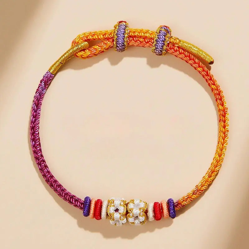 kuromi handmade red string bracelet | colorful braided cord with golden accents | diy charm bracelet - star8s