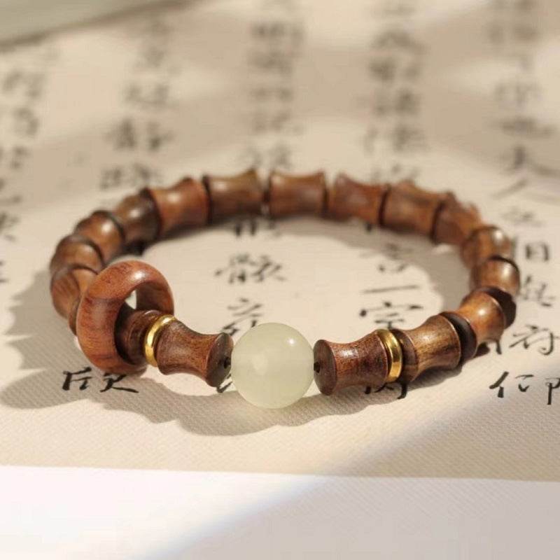 natural green sandalwood bamboo - knot bracelet, chinese - style couple jewelry - star8s