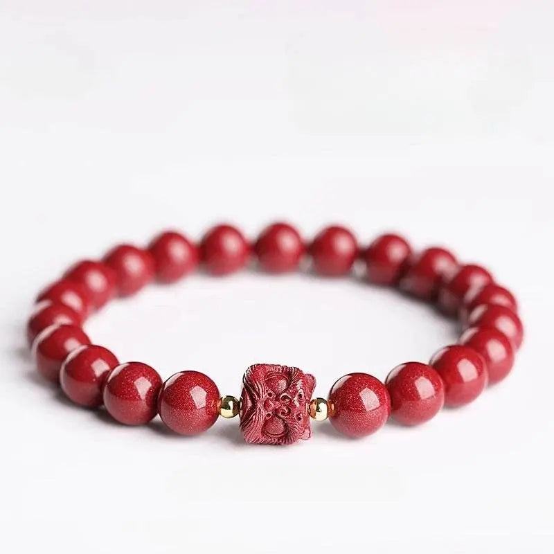 natural purple cinnabar lion - dance bracelet, lucky jewelry for natal year & valentine's day - star8s