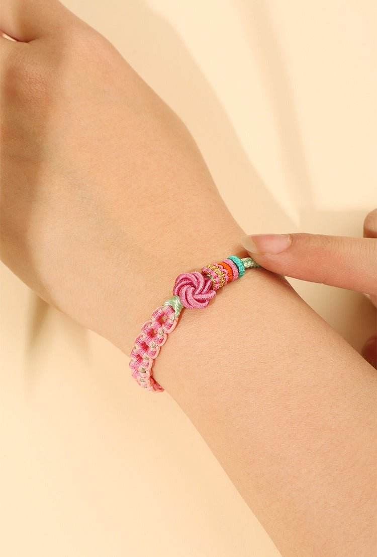 new peach - knot bracelet, hand - woven pink rope for love & festive gifting - star8s