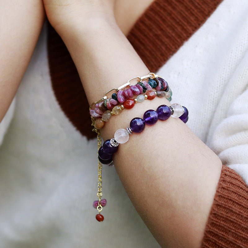 boho crystal beaded bracelet handmade natural stone adjustable bracelet for women - star8s