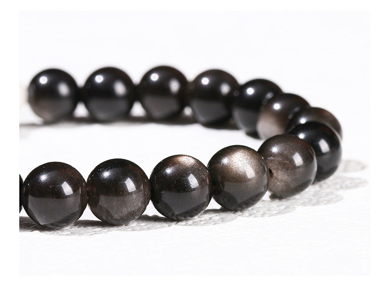 silver obsidian bear bracelet β minimalist black gemstone beaded bracelet for men & women - star8s