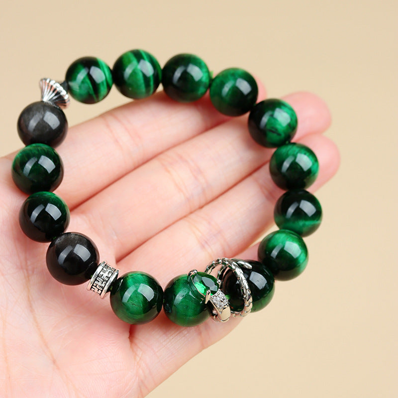 malachite beaded bracelet – peacock green tiger eye snake zodiac bracelet for women - star8s