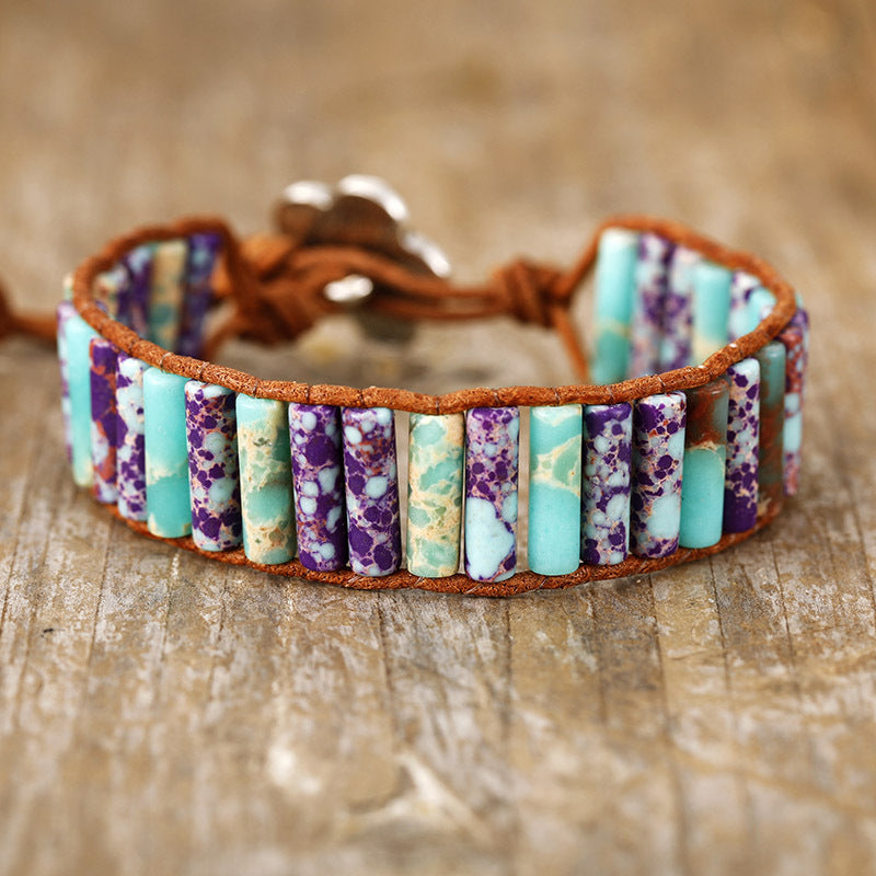 imperial jasper braided boho bracelet – natural malachite leather wrap bracelet for women - star8s