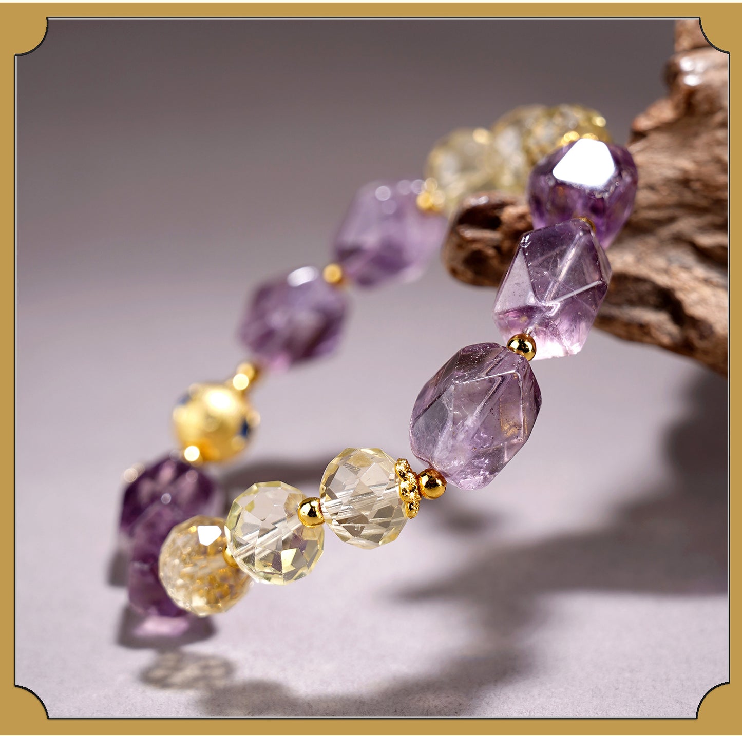 amethyst crystal bracelet for women – natural amethyst & citrine star charm bracelet - star8s