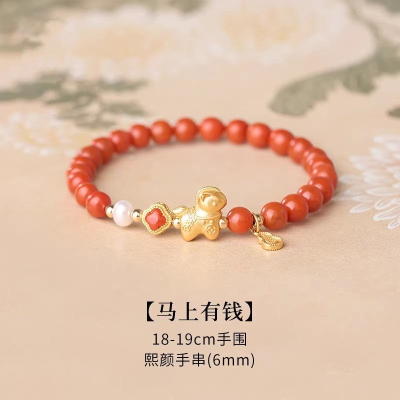 chinese zodiac horse red agate bracelet lucky wealth for women - star8s