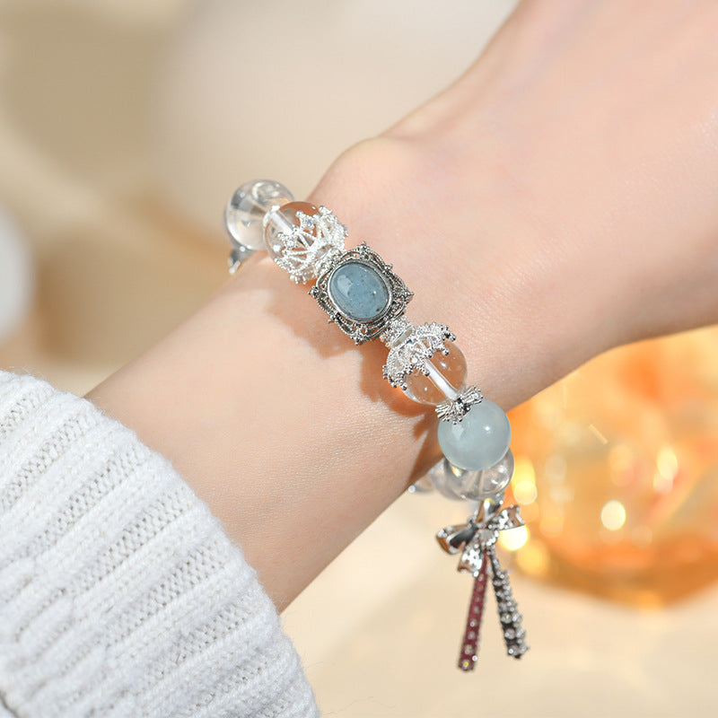 aquamarine crystal bracelet with butterfly charms | elegant women’s fashion jewelry