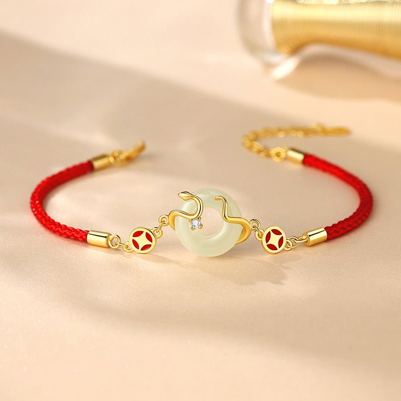 real jade bracelet with hetian jade, 925 silver, snake, this animal year, safety disc, coin | star8s