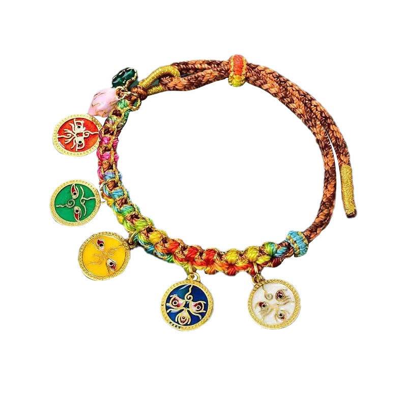 tibetan - style five - god of wealth rope, hand - woven ethnic jewelry for luck - star8s