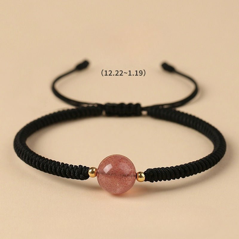 unique crystal bracelet: twelve zodiac strawberry moonstone | star8s