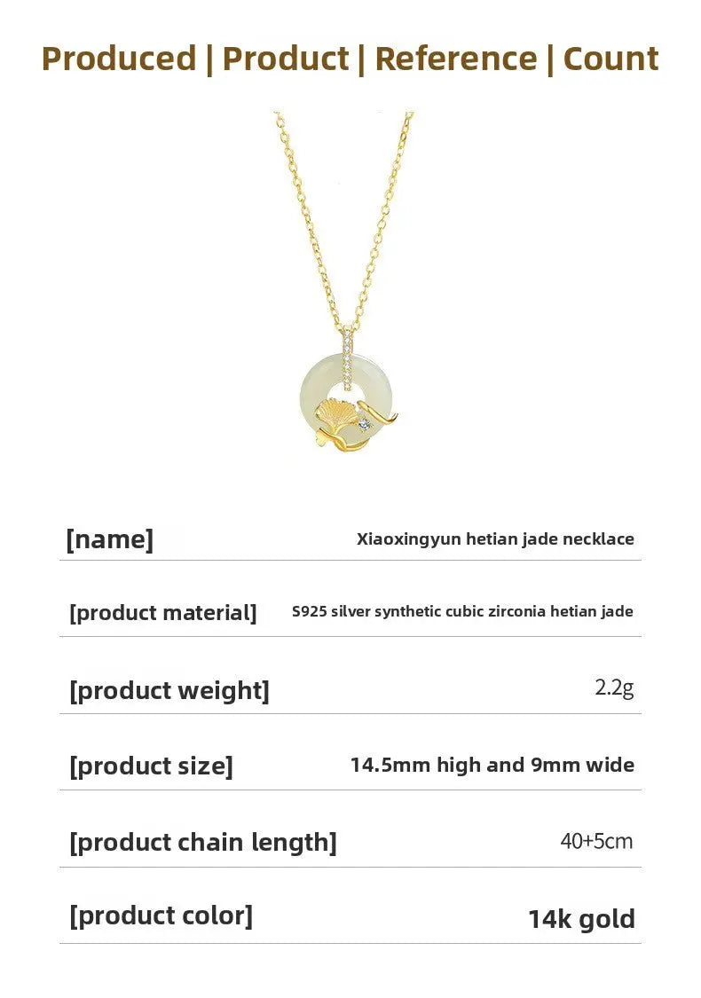 women's jade necklaces - 925 silver hetian safety disc ginkgo | star8s