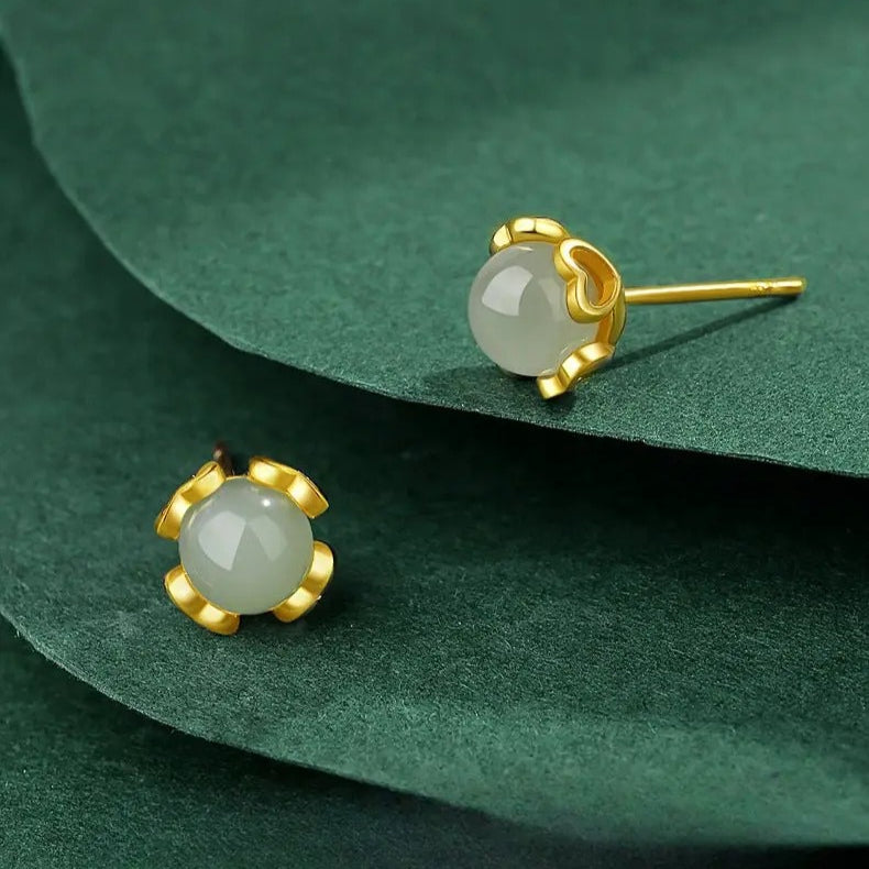 jade s925 sterling silver earrings stud