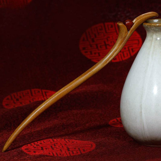 Ancient - style Green Sandalwood Hairpin, Handmade Ethnic - style Hairstyling Accessory - STAR8S