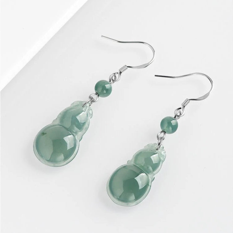 gourd blue water jade earrings s925 silver
