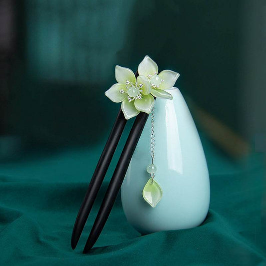 Black Sandalwood U - shaped Hairpin, Stylish for Hanfu & Daily Styling - STAR8S