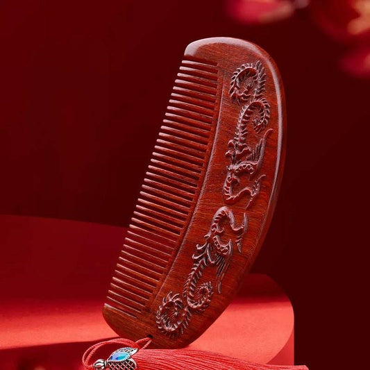 Chinese Hair Comb – African Red Sandalwood Carved Gift, Romantic & Elegant Hair Care - STAR8S