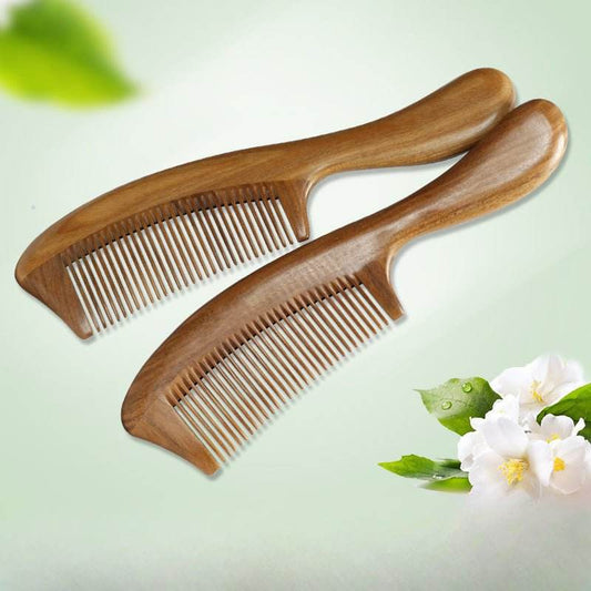 Chinese Hair Comb – Vintage Green Sandalwood Carved Gift, Elegant & Romantic Hair Care - STAR8S