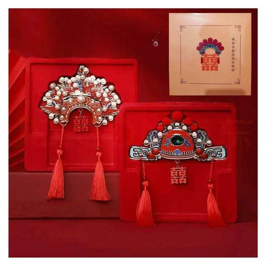 Chinese - style Trendy Phoenix Coronet and Official Hat Fridge Magnets - Three - dimensional, Magnetic, in Festive Gift Box, Ideal for Weddings - STAR8S