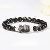 Silver Obsidian Bear Bracelet – Minimalist Black Gemstone Beaded Bracelet for Men & Women