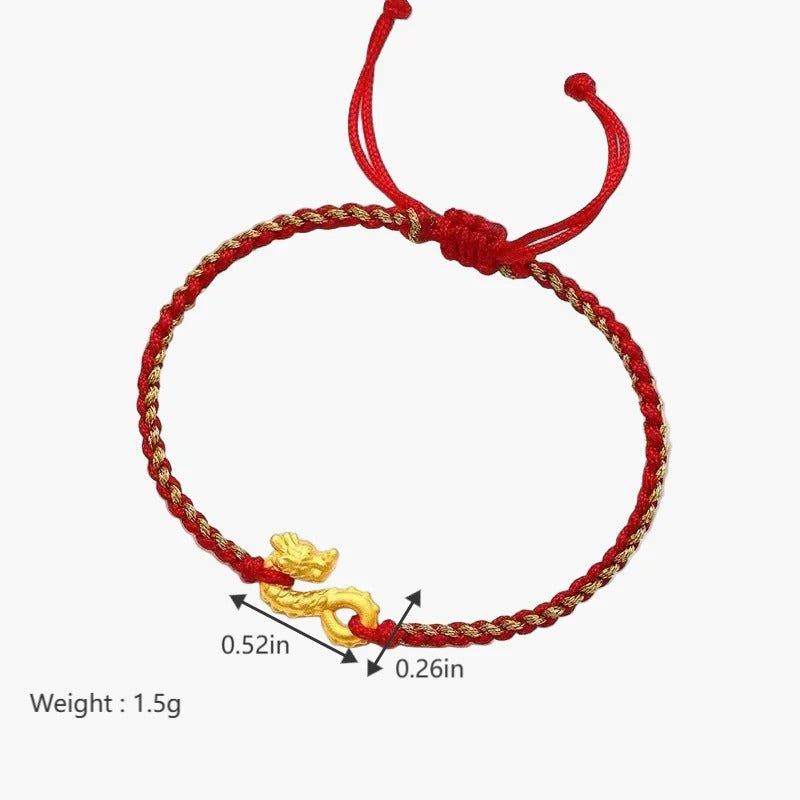 dragon year red string bracelet - handmade adjustable zodiac bracelet with dragon charm for good luck - couples hand rope - symbol of luck & prosperity - perfect gift for chinese new year