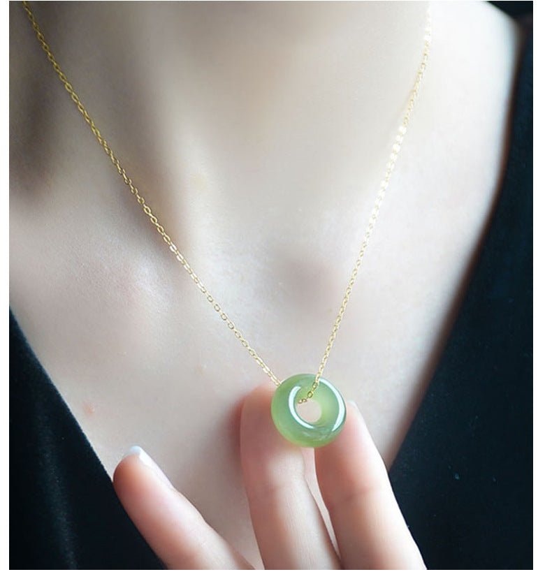 elegant hetian jade peace hook pendant necklace โ protection and serenity - star8s