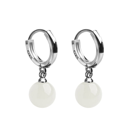 Ethical Hetian Jade Round Earrings - Traditional Chinese Craftsmanship - STAR8S
